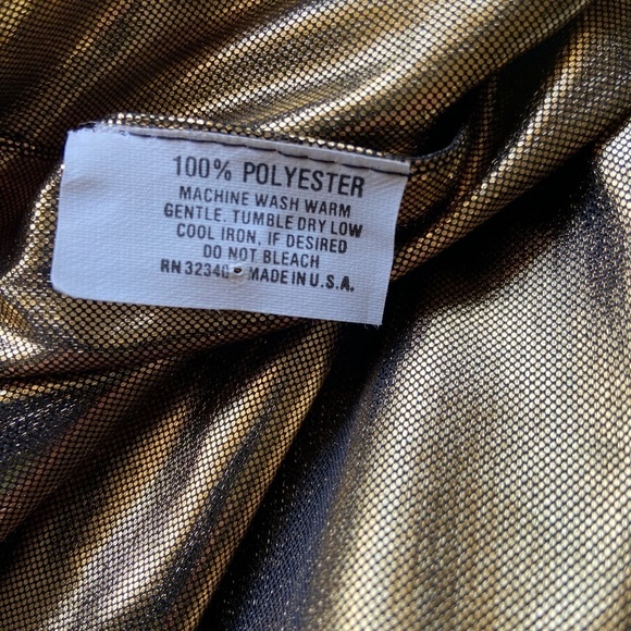 Vintage Y2K Halter Top Gold Metallic Sexy Backless Sz Small Disco Party Sparkle - Picture 5 of 9